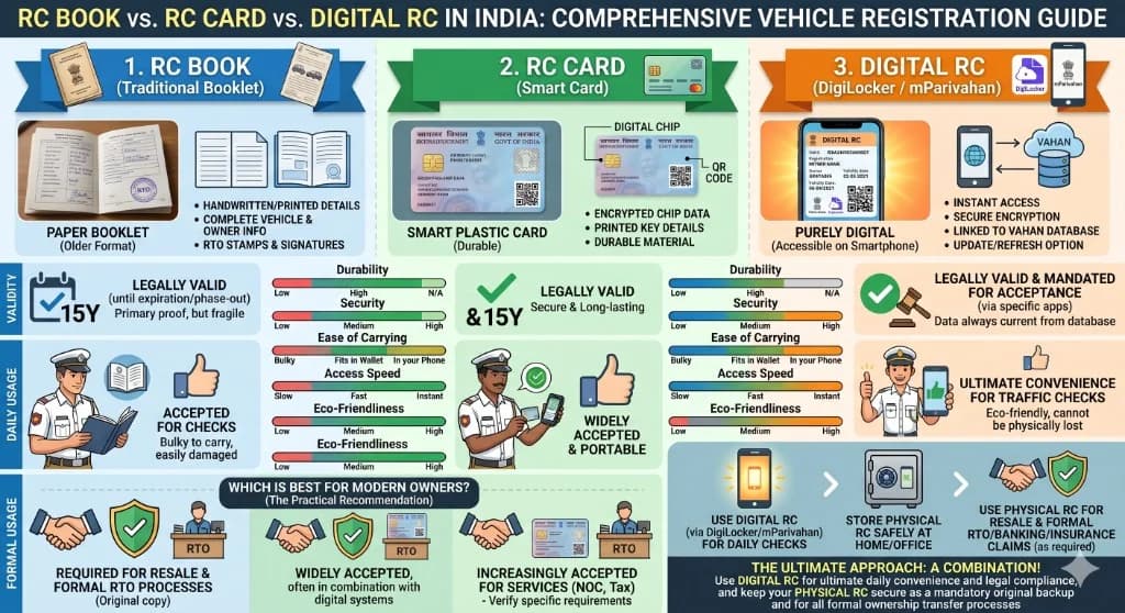 RC Book vs RC Card vs Digital RC: What's the Difference?